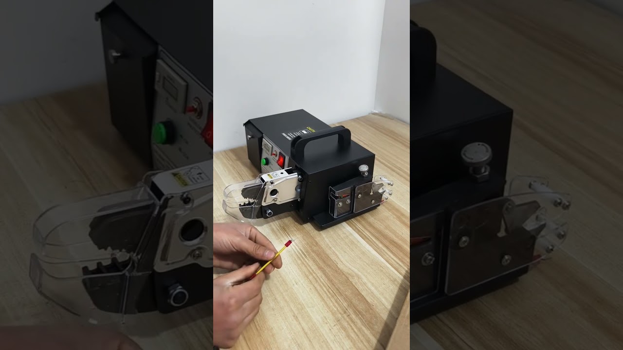 Mindent egyben elektromos sorkapocs-krimpelő gép – vágás, hámozás és krimpelés #gyár #gép
