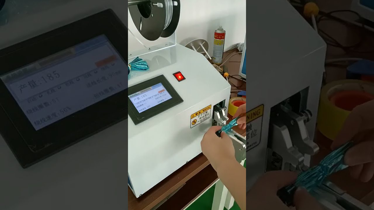 Színes kábelkötegelő gép munka közben – Valós felvétel, gyári automatizálás #gyártás #gép