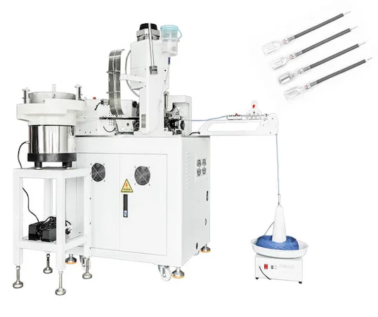 Automata kábelhüvely behelyező, sodró és ónozó gép